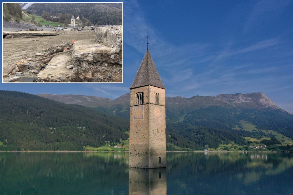 Vesnice skrytá pod italským jezerem po celá desetiletí vynořující se z vody