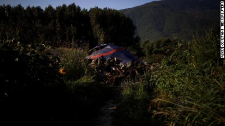 Trosky na místě havárie nákladního letadla Antonov ukrajinské společnosti poblíž řecké Kavaly.